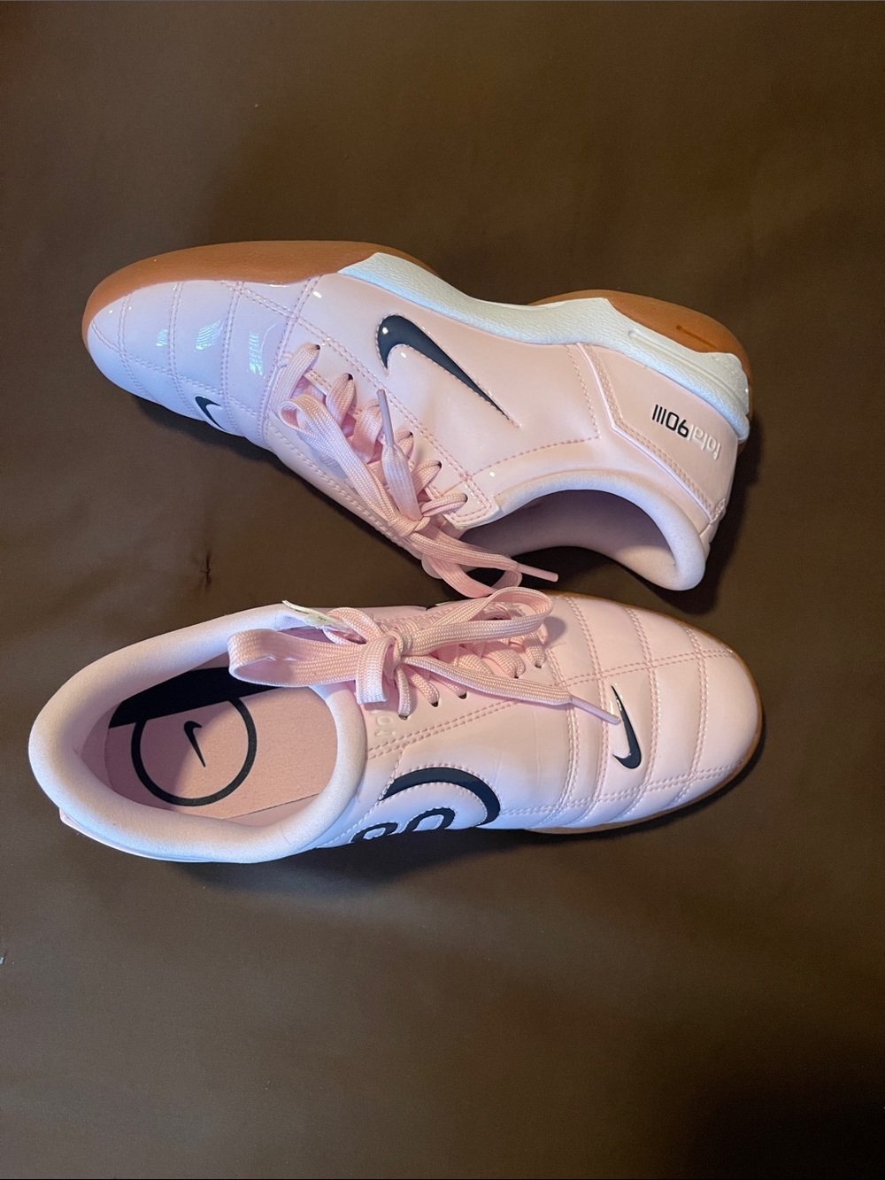 Nike Women's Light Pink and Black Indoor Sneakers